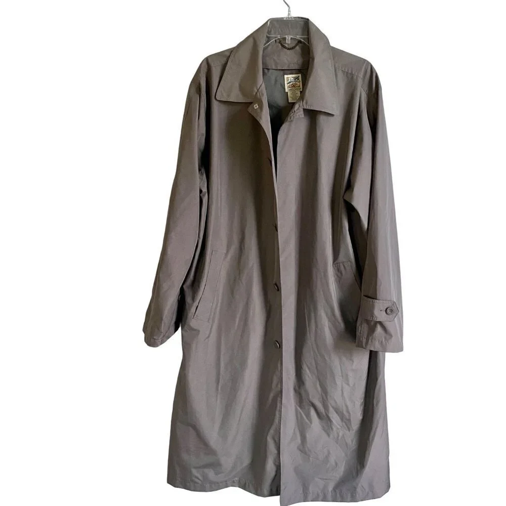 TravelSmith Long Gray Raincoat Mens Regular Large
